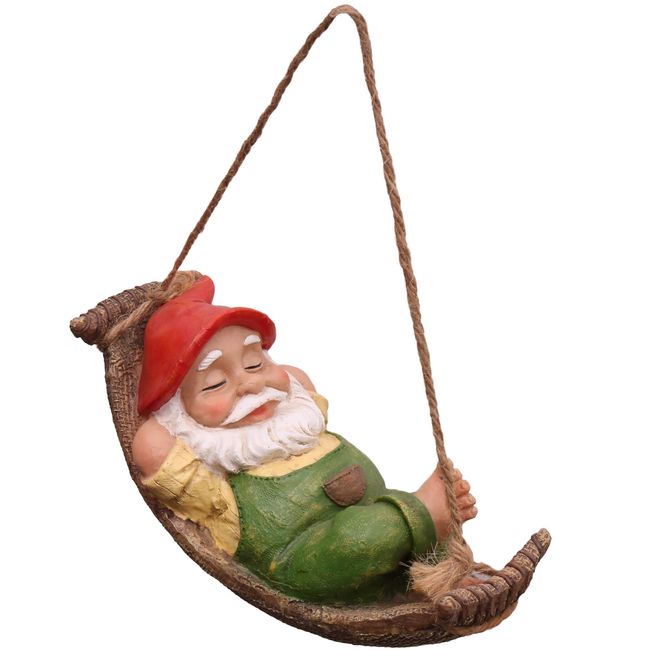 Valery Madelyn Garden Ornaments Gnome 7.4 Inch Earth Fairy Hanging Gardening Figurine Gardening Miscellaneous Garden Object Decoration Present Gift Home Outdoor Room Garden Decoration Cute Resin