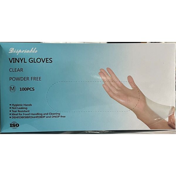 1000 M Clear Vinyl Gloves, Latex & Powder Free Food Safe Multi-Purpose