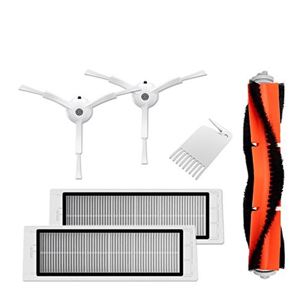 Original Xiaomi MI Robot Vacuum Cleaner Roborock Saugroboter Ersatzteile Verschleißteile-Set 6 Teilig Hepa Filter Hauptbürste Seitenbürste Bürsten Set SparPack