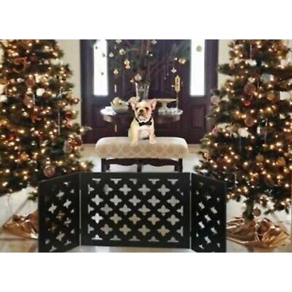 Wood Dog Pet Gate Tri Fold Freestanding Room Divider Doorway Stair GREAT Quality