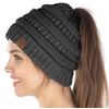 Funky Junque Exclusives BeanieTail Messy Bun Ponytail Beanie Hat - Grey Metallic