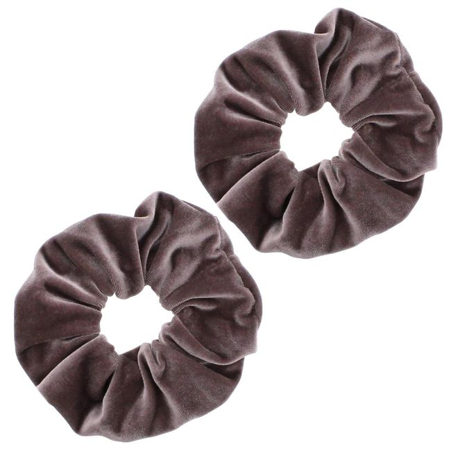 Topkids Accessories - Luxury Velvet Scrunchie Scrunchies Elastic Hair Band Ponytail Holders Hair Scrunchie Hair Bobbles Hair Accessories for Women, Ladies, Girls - Pack of 2 (Mink)