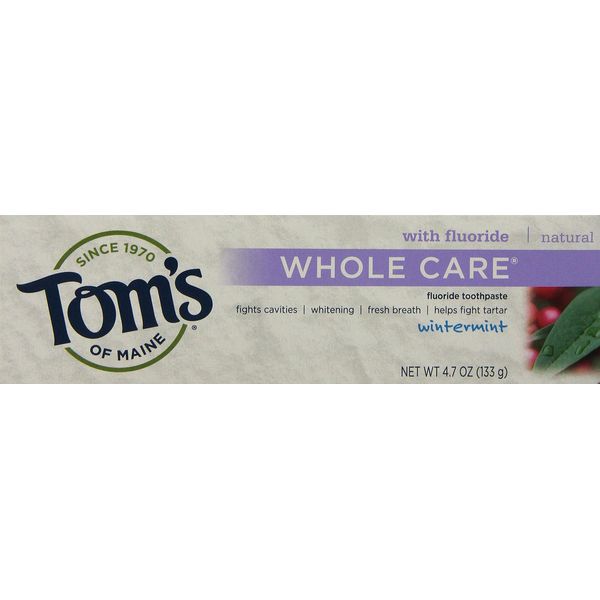 Tom's of Maine Fluoride-Free Tartar Control Toothpaste, Whitening Toothpaste, Natural Toothpaste, Peppermint, 4.7 Ounce, Pack of 2