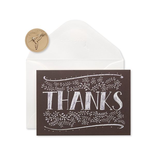 Papyrus Thank You Cards with Envelopes, Floral Chalkboard (14-Count)