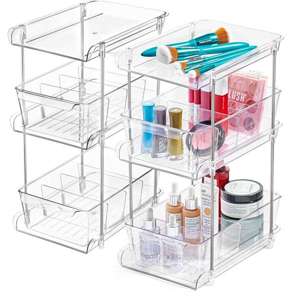 3 Tier Clear Under Bathroom Sink Organizer Pull Out Drawer |