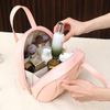 DAWRIS Pink Travel Makeup Bag with Compartments, Multi-Layered Shell-Shaped Cosmetic Case