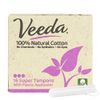 Veeda 100% Natural Cotton Compact BPA-Free Applicator Tampons Chlorine, Toxin and Pesticide Free, Super, 16 Count