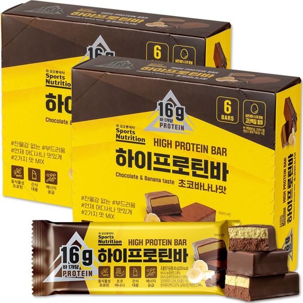 Kolon Pharm High Protein Bar Chocolate Banana Flavor 60g 12ea American Protein Bar Energy Bar, 360g, 2ea