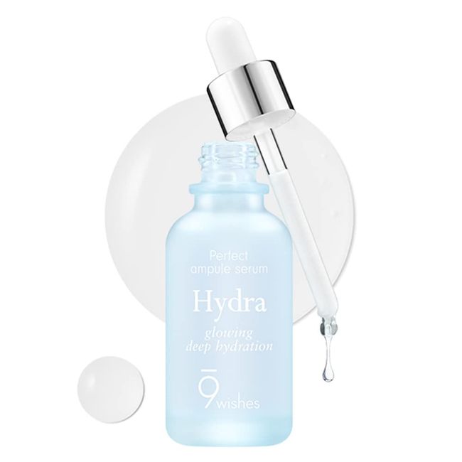 [9wishes] Hydra Ampoule Serum Ⅱ Long-lasting Moisturizer for 72 hours, 1.01 Fl. Oz, Hydrating Serum for Face with 8-layer of Hyaluronic Acid and 55% Coconut Water, Korean Serum, Night and Day Serum