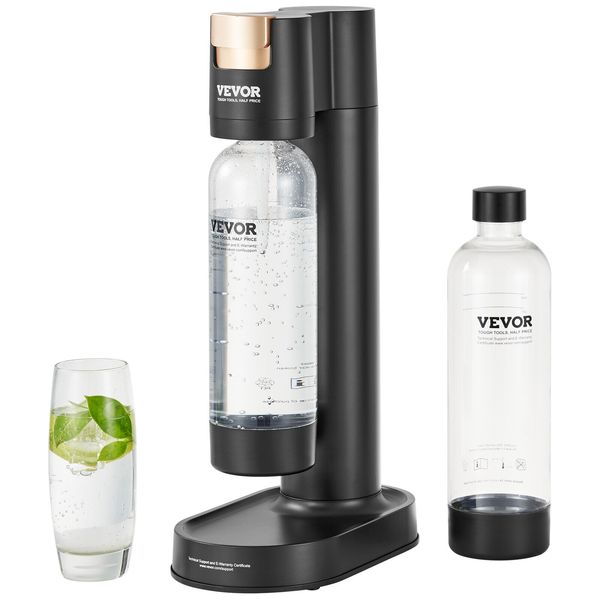 VEVOR Sparkling Water Maker Soda Maker Carbonator Machine 2 PET Bottle Black