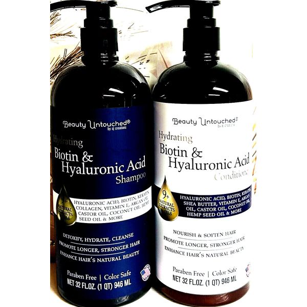 Beauty Untouched ~ Biotin & Hyaluronic Acid Hydrating Shampoo & Conditioner 32oz