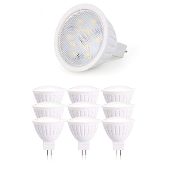 GU5.3 Base LED Light Bulb Dimmable 5W Spotlight,50W Halogen Equivalent, 120V MR16 Bi-Pin Base Warm White 2700K, Flood Light Bulb for Accent Lighting, Display Lighting, Track Lighting(Pack of 10)