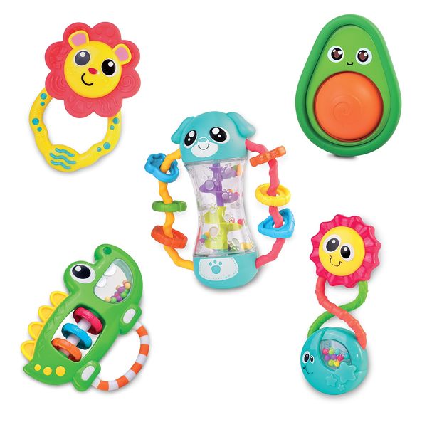 HAP-P-KID Baby Rattles Toy Set, Infant Sensory Shack and Grab Teether Rattle, Newborn Development First Learning, Baby Shower Gifts for 6 7 8 9 10 11 12 Months, 6-12 Months Teething for Boys Girls 6M+