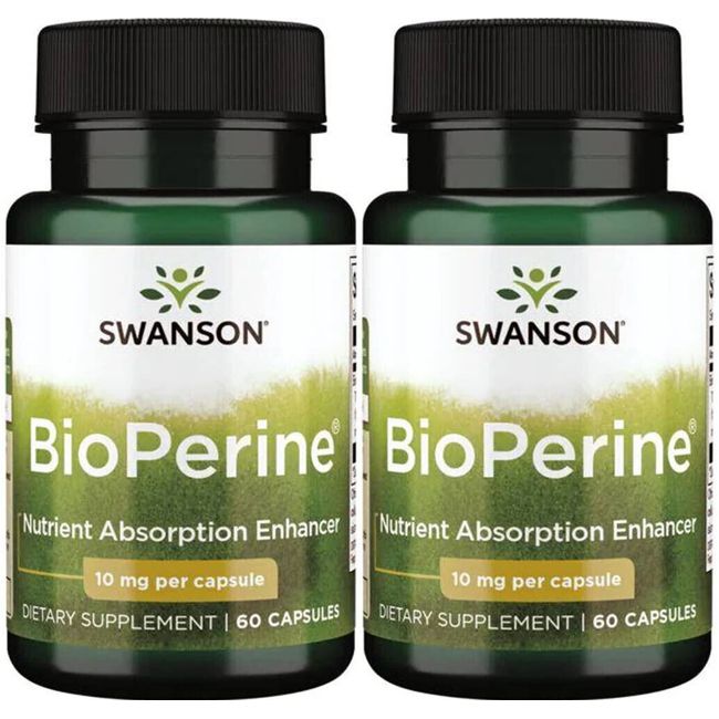 120 Caps Swanson BioPerine 10mg (95% Piperine) Nutrient Absorption Enhancer