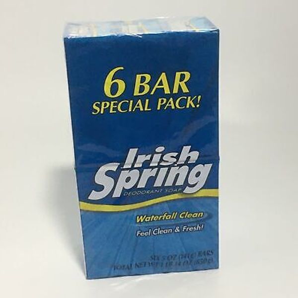 Vintage Soap Irish Spring Waterfall Clean Deodorant 6pk 5oz Bars Discontinued
