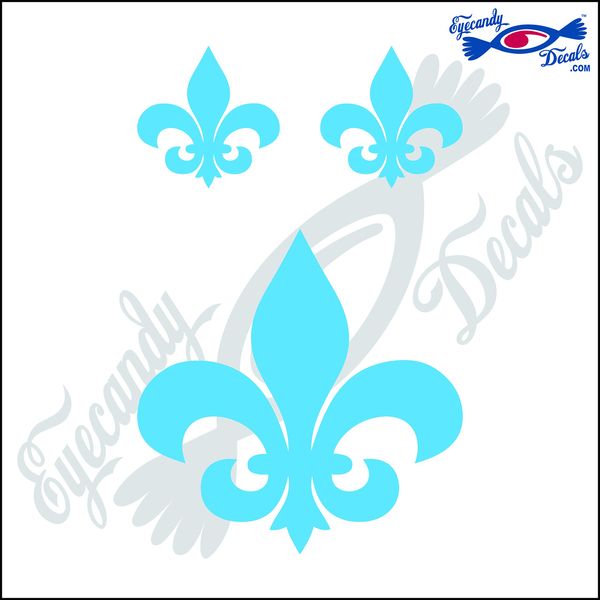 Eyecandy Decals Fleur DE LIS 4" Decal Sticker Plus 2 Small Light Blue