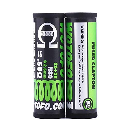 Wotofo Fused Clapton Prebuilt Coils 10pcs N80(WOTOFO Fused Clapton Prebuilt Coils 10 pcs Nichrome 80) (0.5Ω(26GA+38GA))