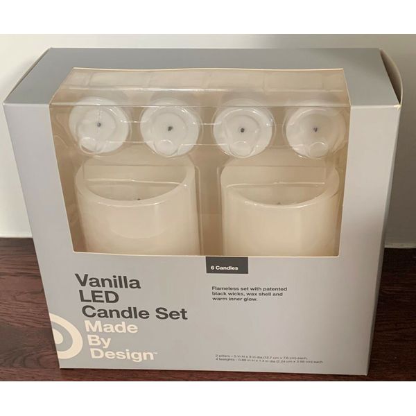 6pc Vanilla Scented LED Candle Set White - Made By Design
