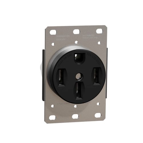 Square D by Schneider Electric Square D X Series 14-50R 125/250V Flush Mount NEMA Dryer Outlet, 50 Amp, Black