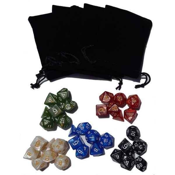 35 Polyhedral Dice | 5 Sets of Dice for Dungeons and Dragons and Other RPG's