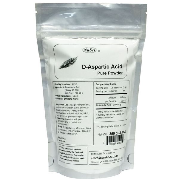 D-Aspartic Acid DAA Pure Powder 250g (8.8oz Muscle Building Energy Male Health