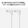 Elecom MPA-CCLL01WH USB C Cable, L-Shaped Type-C to Type-C 0.3 ft (0.1 m), Flat 60W, USB PD Compatible, White