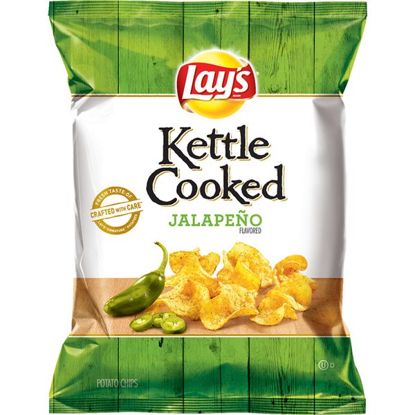 Lay's Kettle Cooked Jalapeno Flavored Potato Chips, 0.85 Ounce (Pack of 40)