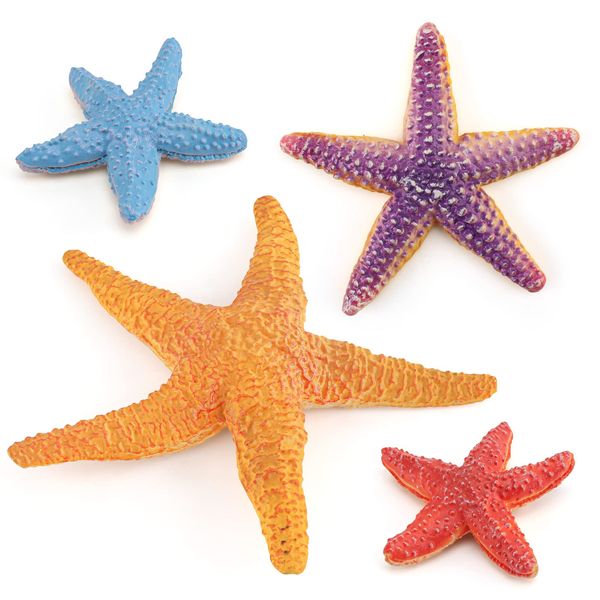 Ocean Sea Marine Animal Figure Toys Playsets 4 PCS Starfish Model Toy Desktop Decoration Collection Party Favors Toys for Boys Girls Kids