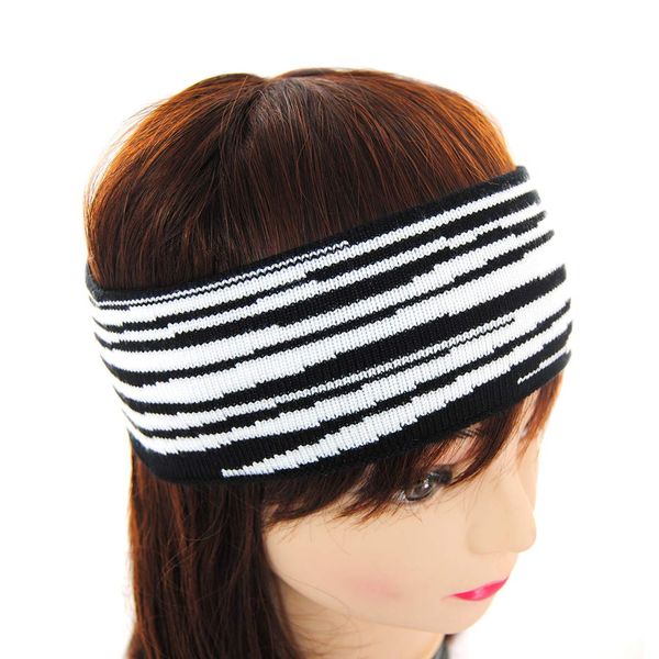 axy Stirnband Haarband Anti Rutsch für Damen Joggen Laufen Wandern Radfahren Ohrenschützer Winter Herbst Frühling Headband HB8 (Schwarz/Weiss)