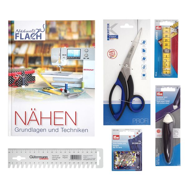 Sewing Starter Kit with Scissors, Tape Measure, Marker, Pins, Book
