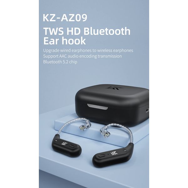 KZ AZ09 Bluetooth Module,IEM Headphone Cable,5.2 Wireless Ear Hooks Headphones Waterproof Bluetooth Cable with Microphone,Earphone Cable for ​KZ ZST/ZSTX/ZS10/AS06/AS10/BA10/ZSR/ES4-B pin