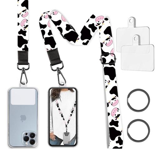 RWSEFK Phone Lanyard Crossbody Strap, Funny Cow Cell Lanyard for Around The Neck Shoulder Wristlet