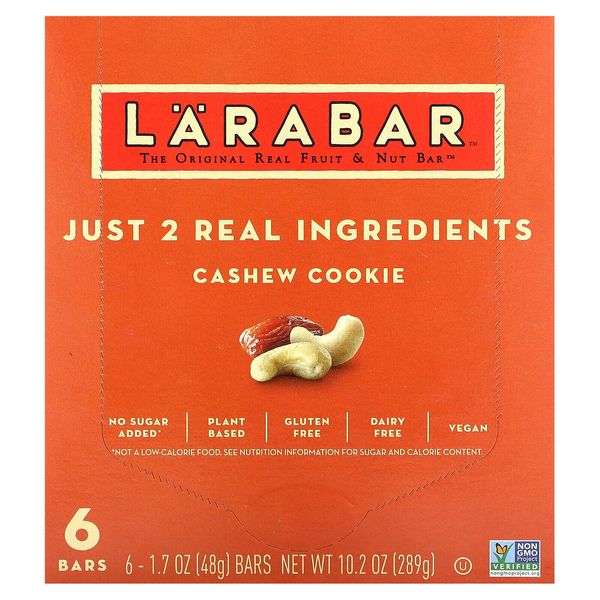 The Original Real Fruit & Nut Bar, Cashew Cookie, 6 Bars, 1.7 oz (48 g) Each