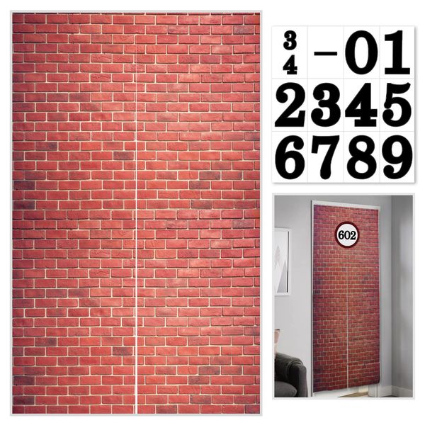 Brick Wall Party Backdrop, Red Brick Wall Backdrop for Magical Wizard Wall Decoration, Kids Birthday Wizard School Party Supplies, Halloween Door Curtains Decoration (Red)