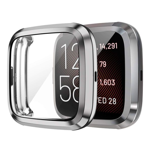 Shieranlee Compatible with Fitbit Versa 2,versa2 SE Screen Protector, 2 Packs Screen Protector Bumper Shell Case for Versa 2,versa2 SE Smartwatch