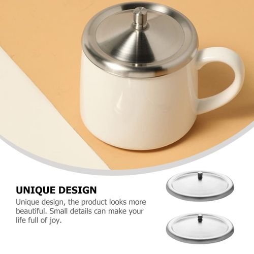 Hemoton 2Pcs Stainless Steel Mug Cover Heat Lid for Cups and Bowls Easy Adsorption Design for Daily Use Convenient Kitchen Protector