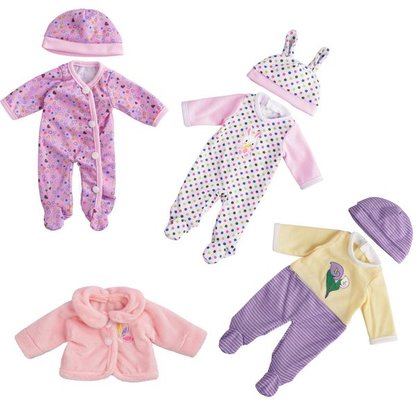 BABESIDE 7 Pcs Baby Doll Clothes for 10-12 Inch Dolls, Baby Doll Clothes Outfits, Doll Accessories Romper Suit, Coat and Hat for Newborn Baby Doll Boy&Girl