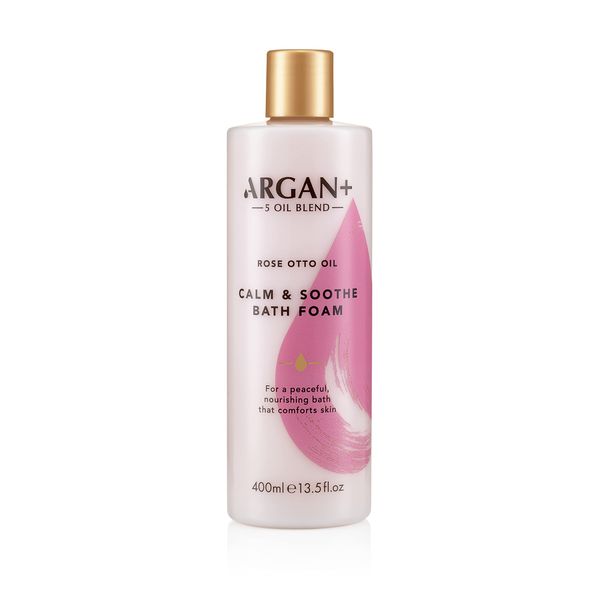 Argan+ Calm & Soothe Bath Foam, Rose Otto Oil Vegan Bubble Bath, 400ml