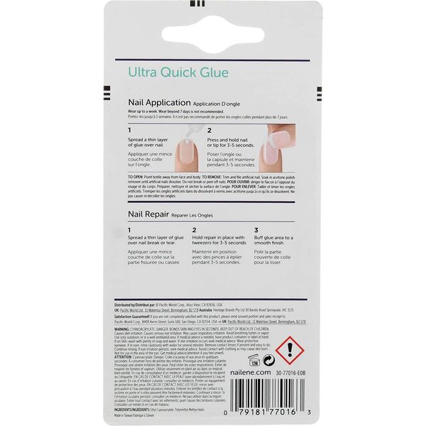 Nailene 0.10 Ounce Ultra Quick Nail Glue - (3 Pack)
