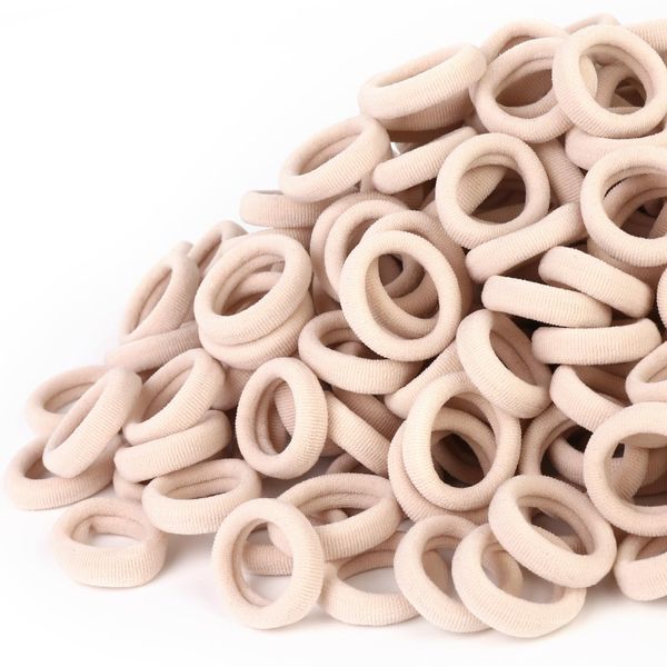 Qarwayoc 300PCS Blonde Girls Hair Ties, Seamless Toddler Hair Bands No Damage, Cotton Small Hair Ponytail Holders and Mini Kids Elastic Holders No Crease, Blond (Diameter 1 Inch) by NSpring