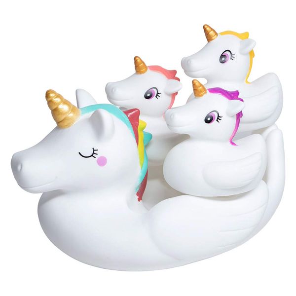 Baby Bath Toys Cute Unicorn Spray Toys Bathroom Rubber Floating Bathtub Squirt Toys for Toddlers infants 6-12 months Girl Ideal Gifts Value Pack 4pcs Set