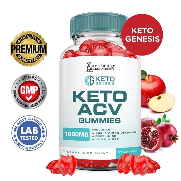 Keto Genesis ACV Gummies 1000MG Apple Cider Vinegar 60 Gummys