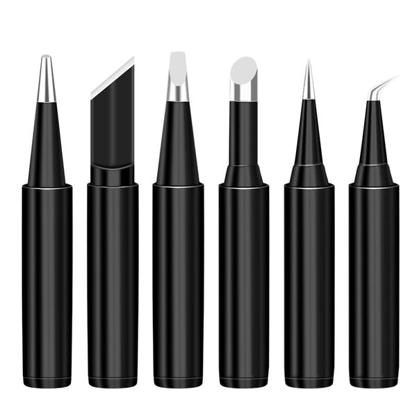 Soldering Iron Tips 6 Pcs 900M-T Series Soldering Tips Replacement Black Alloy Plating Soldering Bits for Solder Station