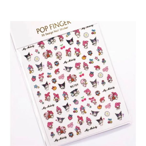 Tokyunine Sanrio characters and other cute character nail sticker collections My Melody Kuromi Cinnamoroll Pompompurin Hello Kitty, etc.