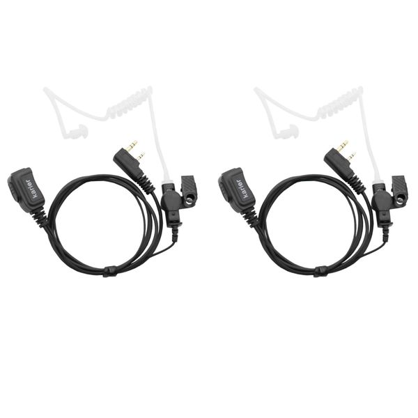 Karier Transparent Acoustic Tube Earpiece with Mic Compatible for Baofeng UV-5R BF-F8HP UV-82 Retevis H-777 RT21 RT22 Kenwood 2 Pin Two Way Radio Headset (2 Pack)