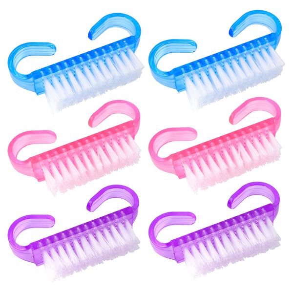 Qufiiry Nail Brush, 6 pcs Nail Clean Brush, Plastic Handle Nail Finger Tip Scrubbing Brushes for Nails, Garden, Home & Salon Use