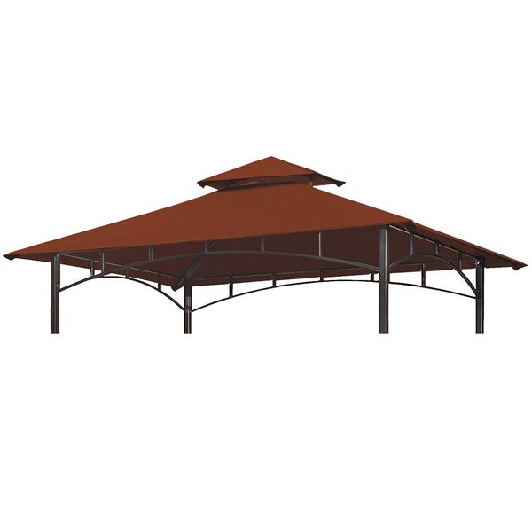 OLILAWN Grill Gazebo Replacement Canopy Roof, 5' x 8' Outdoor BBQ Gazebo Canopy Top Cover, Double Tired Grill Shelter Cover with Durable Polyester Fabric, Fit for Model L-GG001PST-F, Burgundy