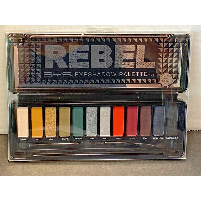 BYS Rebel Eyeshadow Palette, 12 Color Collection in Tin Kit with Mirror - Highly