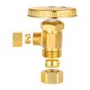 EFIELD Angle Stop Valve 1/2" Nominal (5/8" OD) Compression x 3/8" OD, Multi-Turn, Brushed Brass,(VALVE400-1PCS)