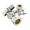 2 PCS 1/4-Turn Dual Compression Angle Stop Valves, 1/2" NOM (5/8" OD)x 3/8"x3/8"